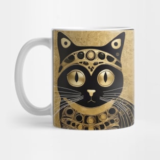 Black and Gold Klimt Cat in Royal Robes Mug